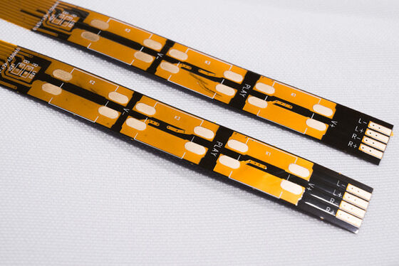 खरीदें टर्नकी एलईडी विनिर्माण: लचीला पीसीबी डिजाइन, वॉल-फिलिंग कार एम्बिएंट लाइट पैनल 2835 आरजीबी डबल लेयर एफपीसी सर्किट बोर्ड, डबल-पक्षीय पीली फिल्म, सफेद टेक्स्ट, सतह सोना चढ़ाया हुआ पीला बोर्ड online manufacture